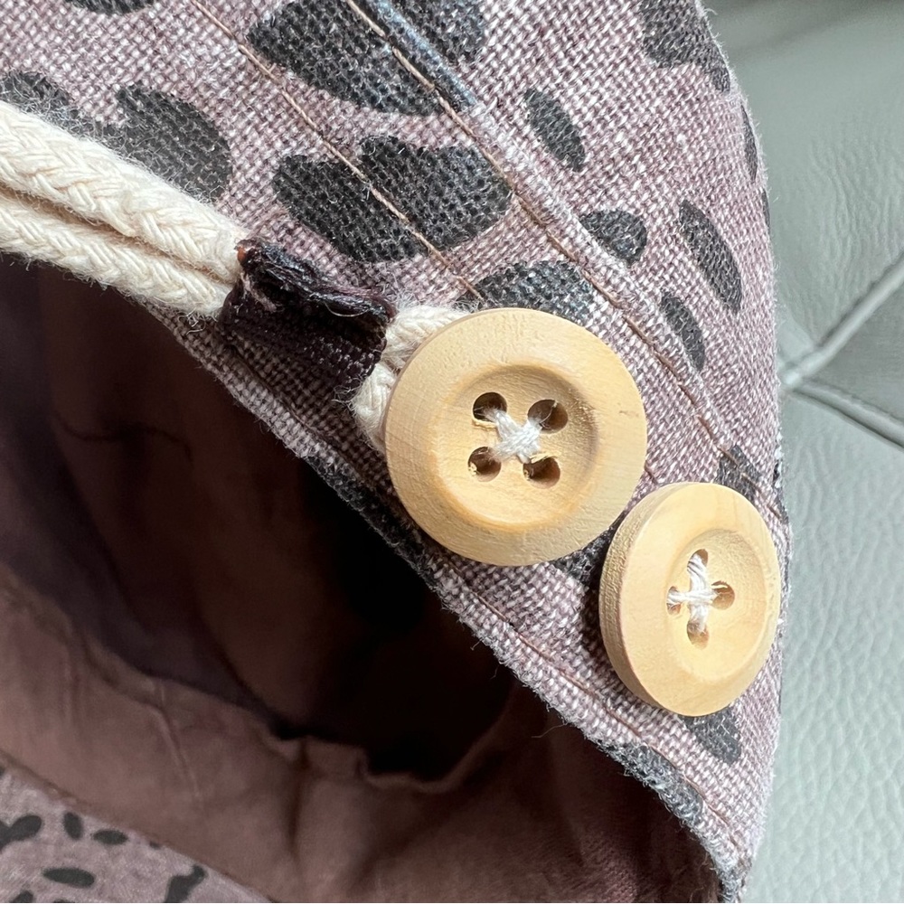 GRAY Saks Fifth Avenue Linen Cotton Leopard Print Cap Hat Animal Print - Picture 10 of 14